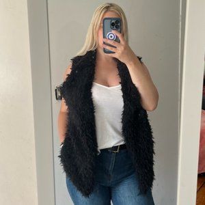 Black Fur Vest NWOT SZ MEDIUM